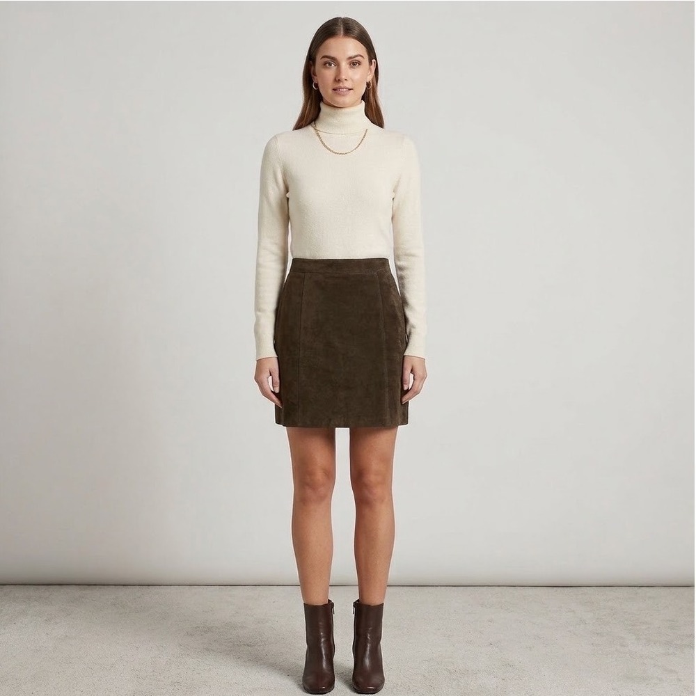 Vintage The Limited Suede Skirt Womens 10 Brown Leather Pencil Classic Timeless